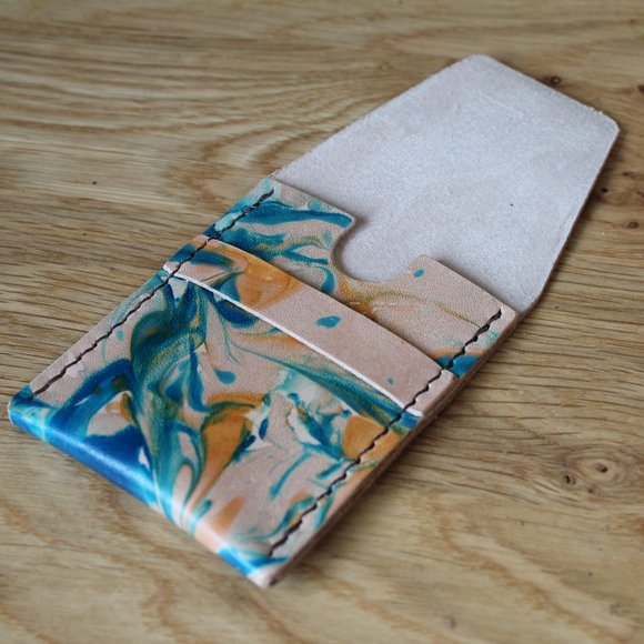Unique handmade colorful card full grain card wallet - Picture 2 of 7